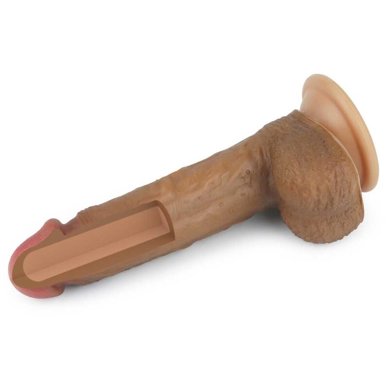 Dual Layered Silicone Nature Cock Brown Dildo Realistic Maro Din