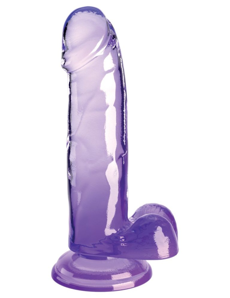 Dildo King Cock Clear With Balls Purple Just Love