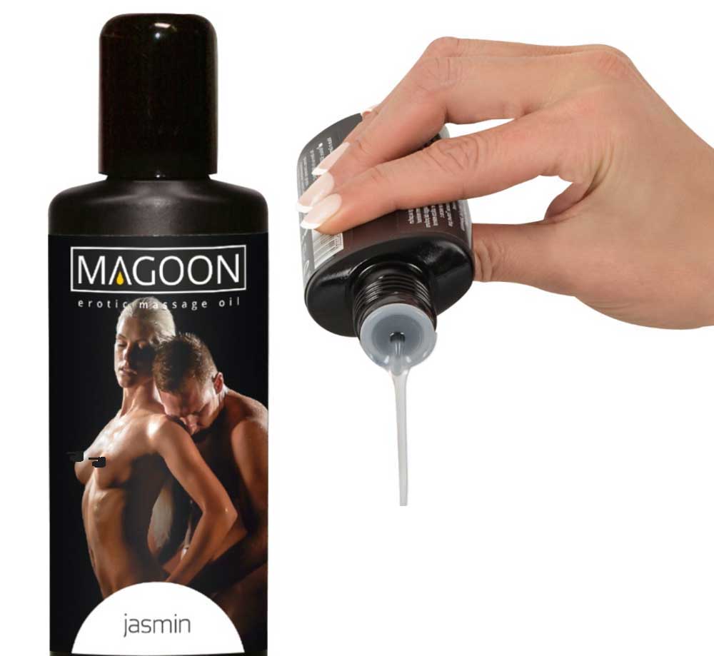 ulei de masaj erotic cu miros de iasomie magoon, textură plăcută care hidratează pielea
