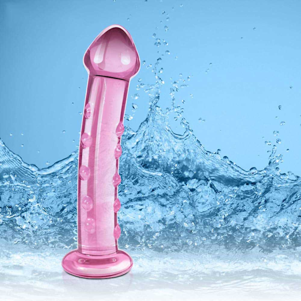 dildo de sticla roz rezistent la apă lovetoy glass romance