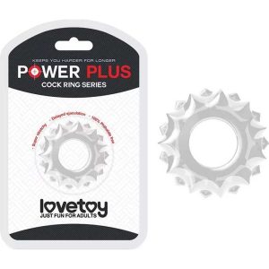 Power Plus Cockring Transparent cu Striații - Inel pentru Penis