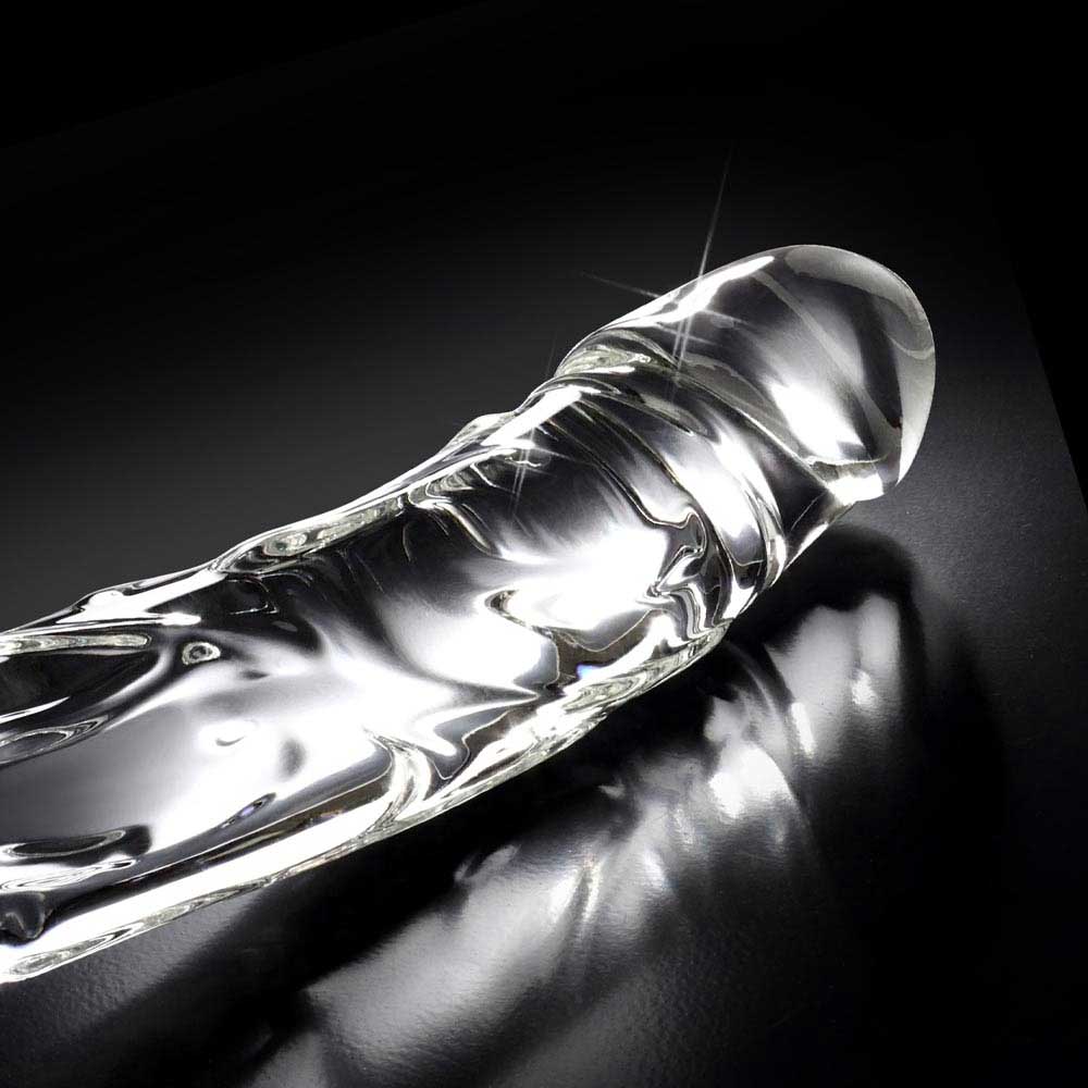 dildo transparent din sticla forma realistica