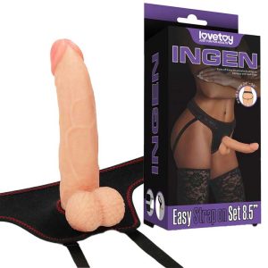 Easy Ingen Set - Strap On cu Dildo Realistic, Culoare Flesh, 21 cm