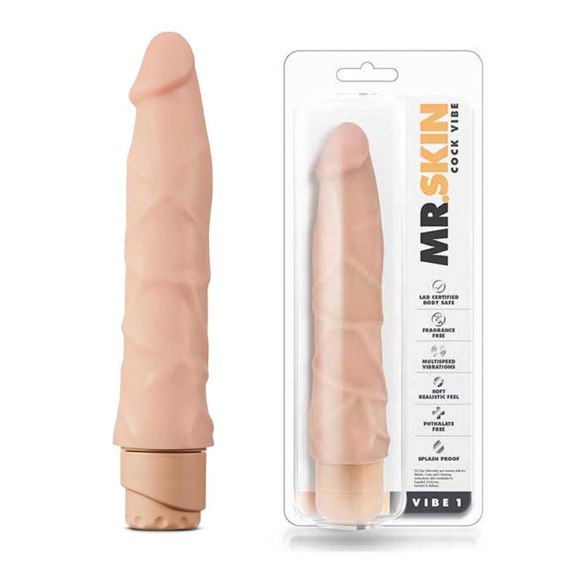 Vibrator-Mr.-Skin-Cock-Vibe-#1-[22.8-cm-–-Ferm-la-Interior-și-Moale-la-Exterior],-flesh