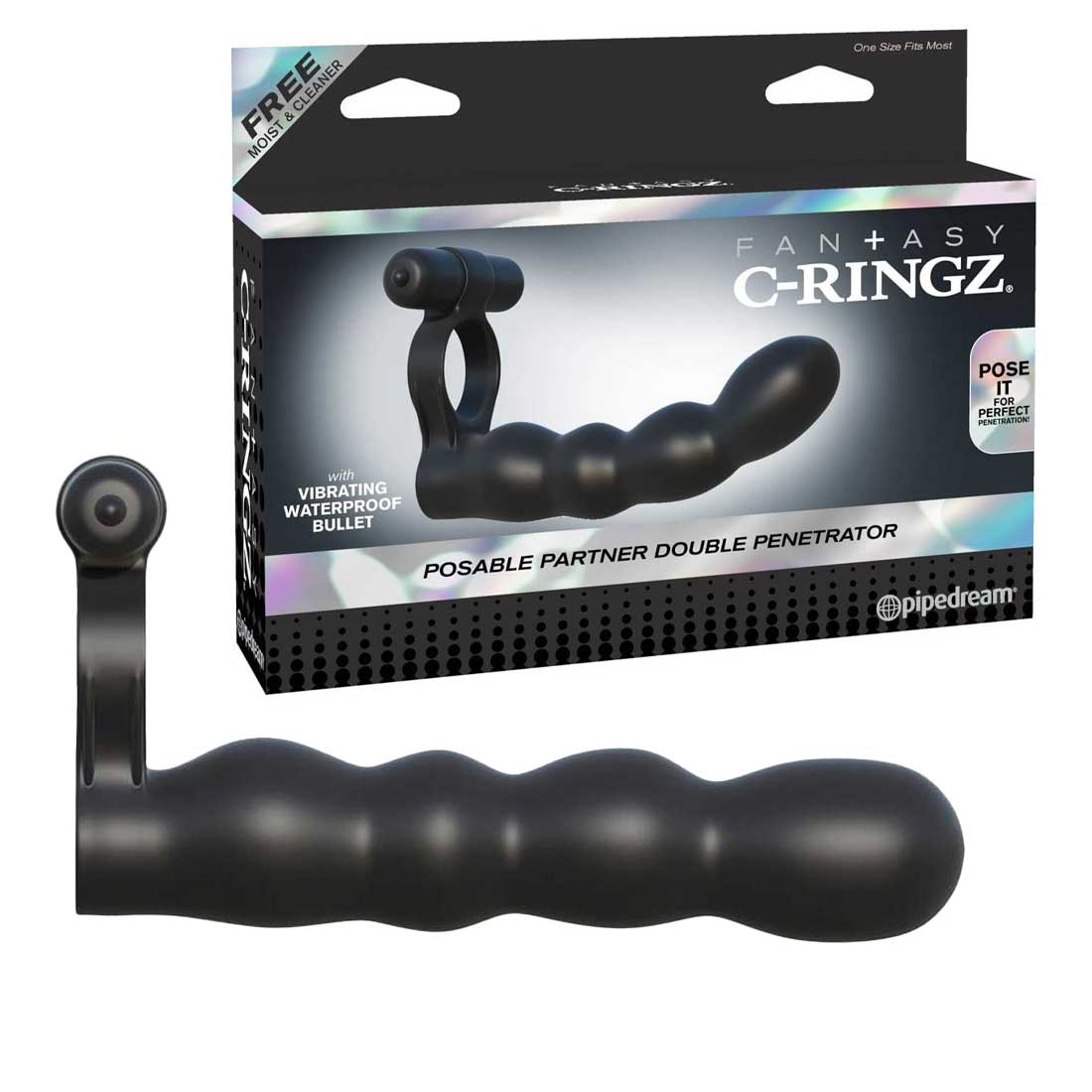 Inel-Pentru-Penis-cu-Dildo-Fantasy-Posable-Partner Inel-Pentru-Penis-cu-Dildo-Fantasy-Posable-Partner