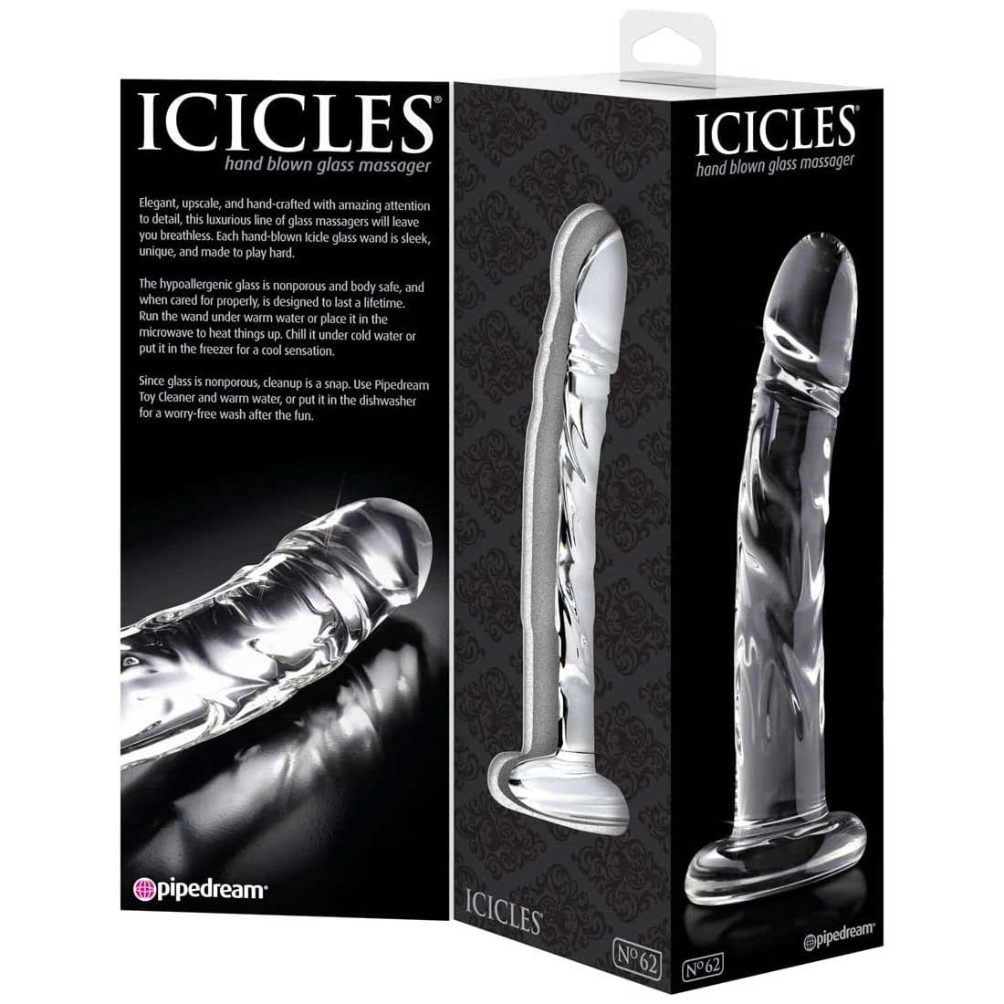 Dildo-Realistic,-Din-Sticlă-Icicles-No-62-–-Transparent,-19-cm