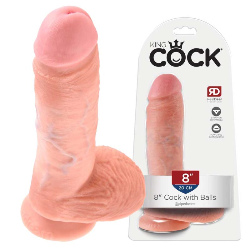 Dildo-Realistic-King-Cock-With-Balls-8-–-Culoare-Flesh,-20.3-cm