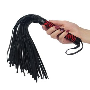 Bici Whip Me Baby Leather Whip Black Red Din Piele