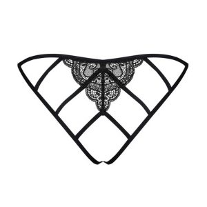 chiloti crotchless cu dantelă de culoare neagra