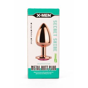 Dop Anal Rezistent La Apă X-MEN Secret Shade Metal Butt Plug Rose L, Roz