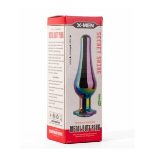 Dop Anal Rezistent La Apă X-MEN Secret Shine Metal Butt Plug Rainbow M Cu Diametrul De 3,5 Cm
