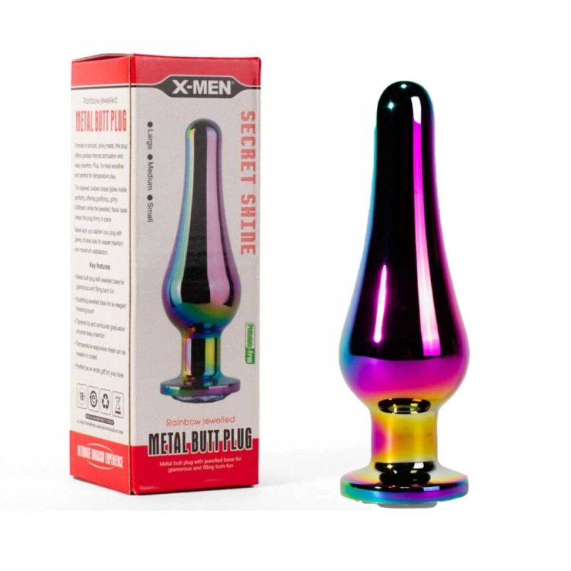 Dop-Anal-X-MEN-Secret-Shine-Metal-Butt-Plug-Rainbow-M