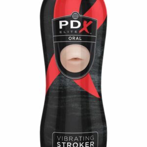 PDX Elite Vibrating Oral Stroker - Flesh/Black - Masturbatoare cu Vibrații