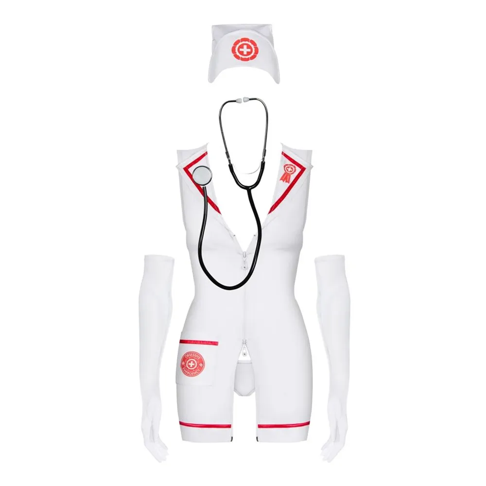 Costum Asistentă Emergency Dress Obsessive - 5 Piese & Stetoscop - imagine 3