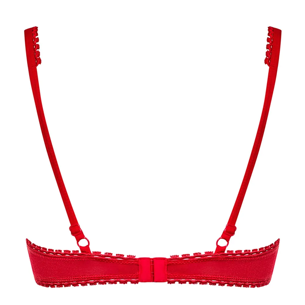 Sutien Lovica Half-Bra - Push-up & Dantelă Roșie - imagine 4