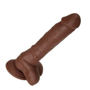Real Supple Silicone Poseable Dark 20,9 cm lungime, Maro – Dildo Cu Ventuza