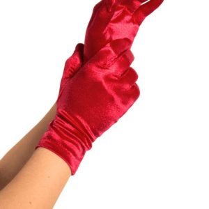 Wrist Length Satin Gloves red O/S Avantaje