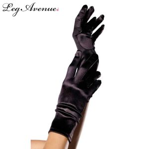 Wrist-Length-Satin-Gloves,-black