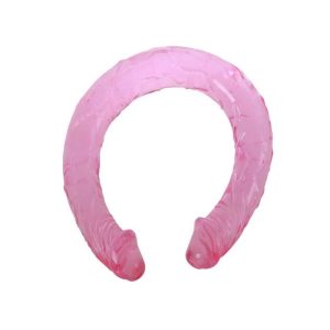 Dildo-BAILE-Double-Dong-Pink-2-Capete-&-Lungime-Totală-de-44.5-cm