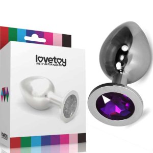 Dop-anal-Rosebud-Classic-Metal-Plug-L-Purple-Din-Metal,-Argintiu,-10-Cm