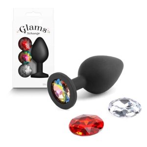 Butt-Plug-Glams-Xchange-Round-–-3-Culori-(Diamant,-Rubin-și-Curcubeu)