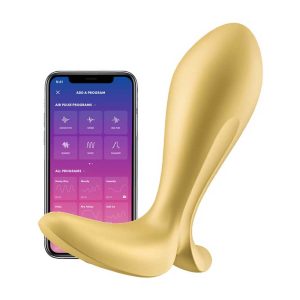 Butt-Plug-cu-Vibrații-–-Intensity-Plug-Gold-Satisfyer-aplicatie