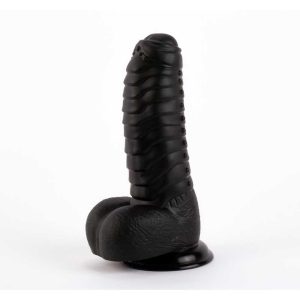 Dildo-TEXTURAT-X-MEN-David’s-Cock-Black-[27-cm-Total-20-cm-Inserabil],-cu-testicule