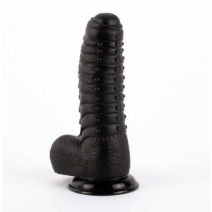 Dildo-TEXTURAT-X-MEN-David’s-Cock-Black-[27-cm-Total-20-cm-Inserabil]-cu-testicule