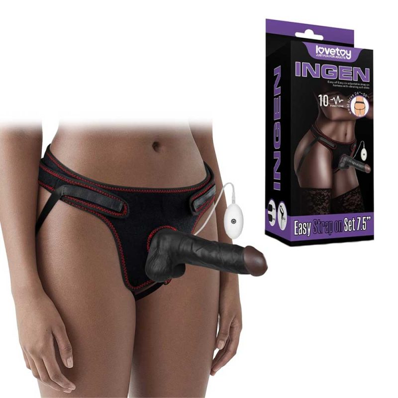 Set-Easy-Strapon-cu-Vibrații-18cm,-10-Funcții-&-Telecomandă-ambalare