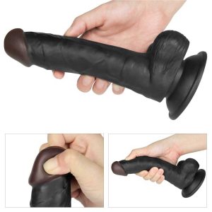 Set-Easy-Strapon-cu-Vibrații-18cm,-10-Funcții-&-Telecomandă-dildo-negru
