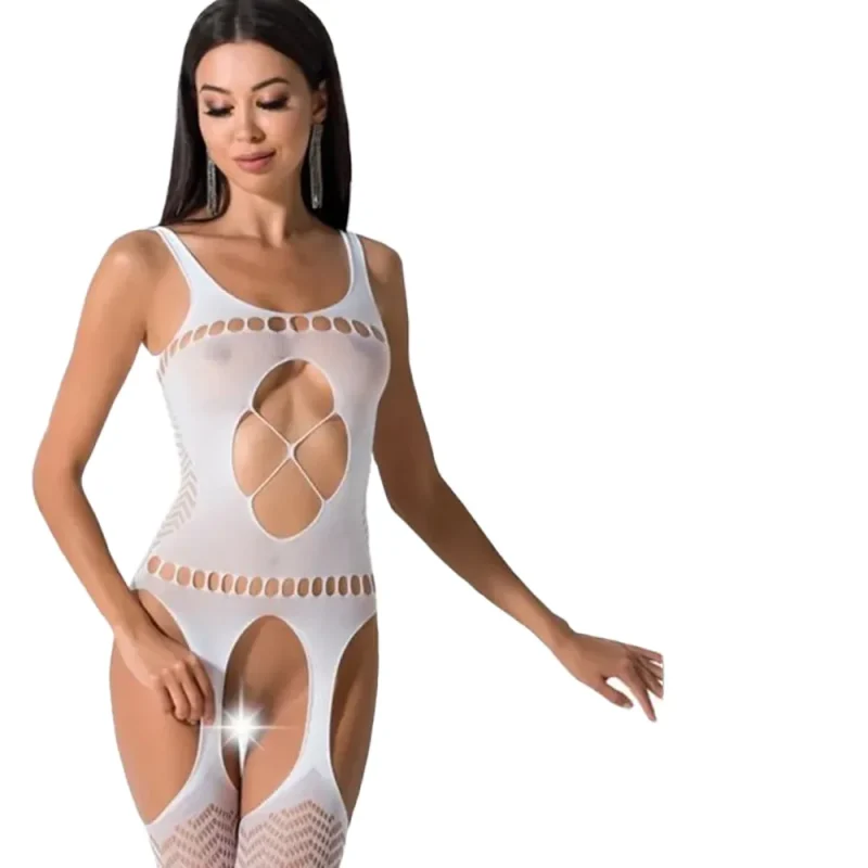 Bodystocking Alb Din Plasă