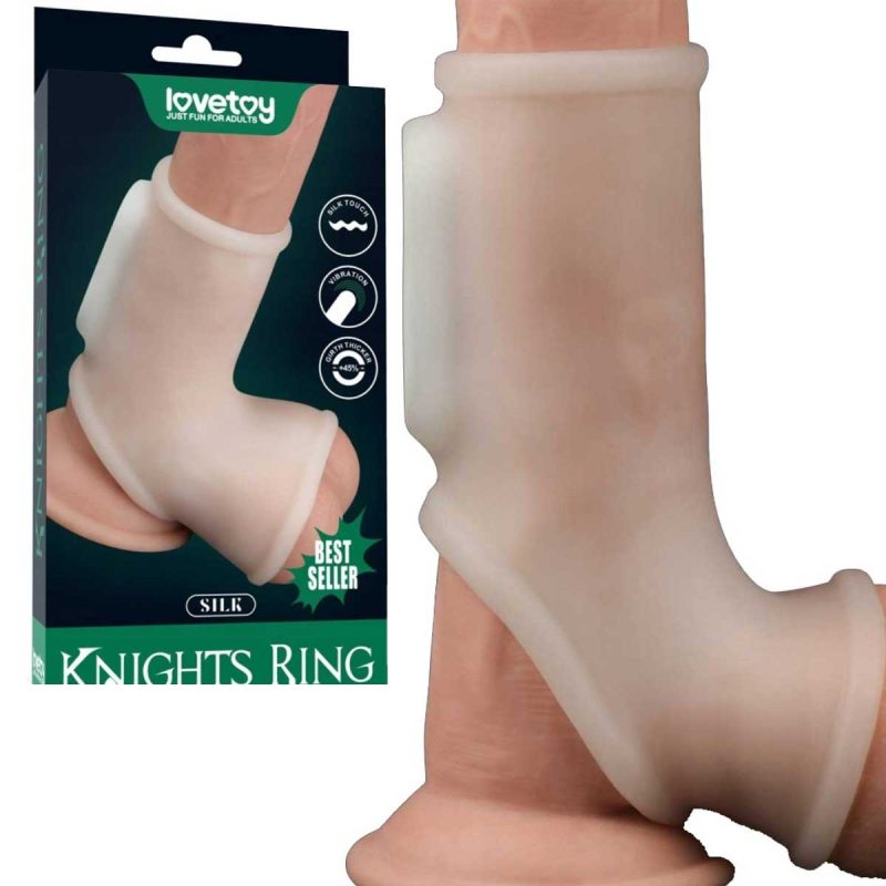 Manșon Penis Vibrating Silk Knights Ring with Scrotum Sleeve