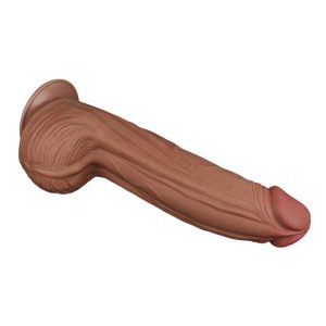 Dildo-Muscular-King-Sized-Sliding-Skin-Dual-Layer-Dong-Brown-cu-testicole