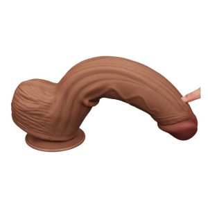 Dildo-Muscular-King-Sized-Sliding-Skin-Dual-Layer-Dong-Brown-flexibil