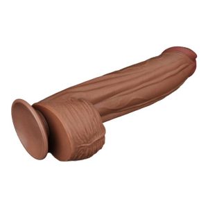 Dildo-Muscular-King-Sized-Sliding-Skin-Dual-Layer-Dong-Brown-mare