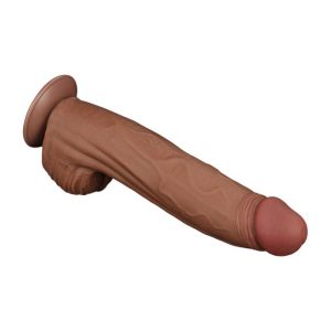 Dildo-Muscular-King-Sized-Sliding-Skin-Dual-Layer-Dong-Brown,-mare