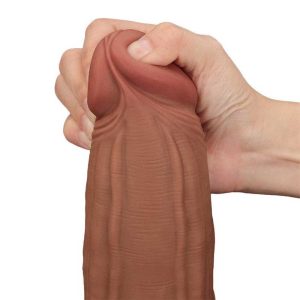 Dildo-Muscular-King-Sized-Sliding-Skin-Dual-Layer-Dong-Brown-varf-moale