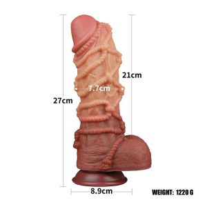 Dildo-cu-Bile-Dual-Layered-Nature-Cock-Platinum-Silicone,-27-cm-dimensiuni