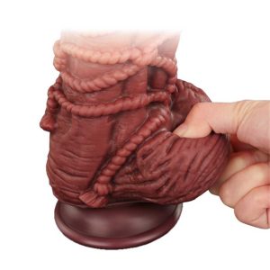 Dildo-cu-Bile-Dual-Layered-Nature-Cock-Platinum-Silicone,-27-cm-moale