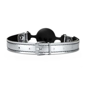 Set-2-Piese-Breathable-Ball-Gag-&-Cleme-Nipple-Clamp-Silver