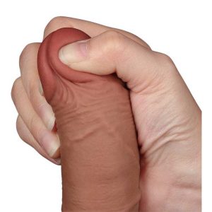 Dildo-Curbat-Sliding-Skin-Dual-Layer-Dong-Brown-I,-19,5-cm-cap-moale