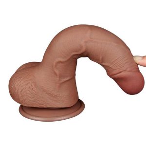 Dildo-Curbat-Sliding-Skin-Dual-Layer-Dong-Brown-I,-19,5-cm-flexibil