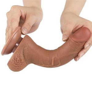 Dildo-Curbat-Sliding-Skin-Dual-Layer-Dong-Brown-I,-19,5-cm-moale