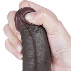 Dildo-Lovetoy-Sliding-Skin-Dual-Layer-Dong-Black-[22-cm]-cap-moale