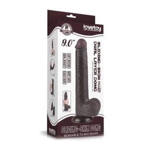 Dildo-Lovetoy-Sliding-Skin-Dual-Layer-Dong-Black-[22-cm]-cutie