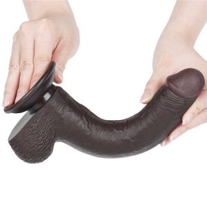 Dildo-Lovetoy-Sliding-Skin-Dual-Layer-Dong-Black-[22-cm]-flexibil