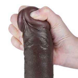 Dildo-Negru-Sliding-Skin-Dual-Layer-Dong,-24-Cm-cap-moale