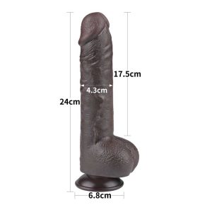 Dildo-Negru-Sliding-Skin-Dual-Layer-Dong,-24-Cm-dimensiuni