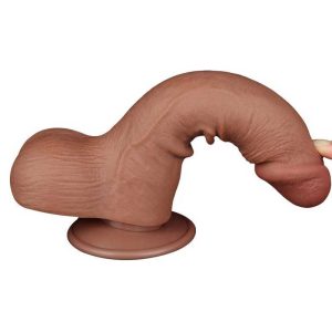 Dildo-Realistic-Sliding-Skin-Dual-Layer-Dong-Brown-III,-19,5-cm-flexibil