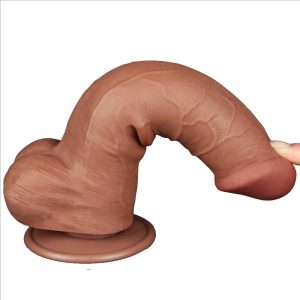 Dildo-Realistic-Sliding-Skin-Dual-Layer-Dong-Brown-III,-20,8-cm-flexibil